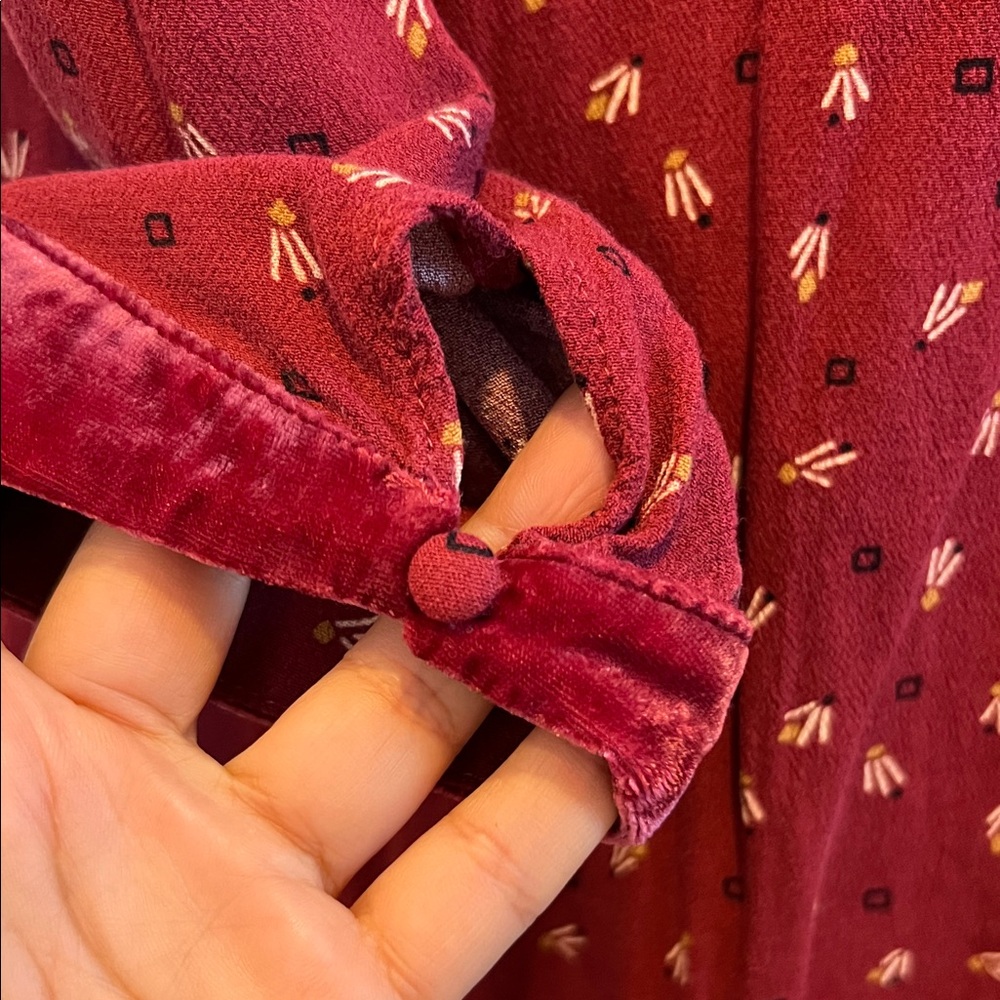 Free People Burgundy Velvet Dress with Gold Accents - Picture 4 of 9